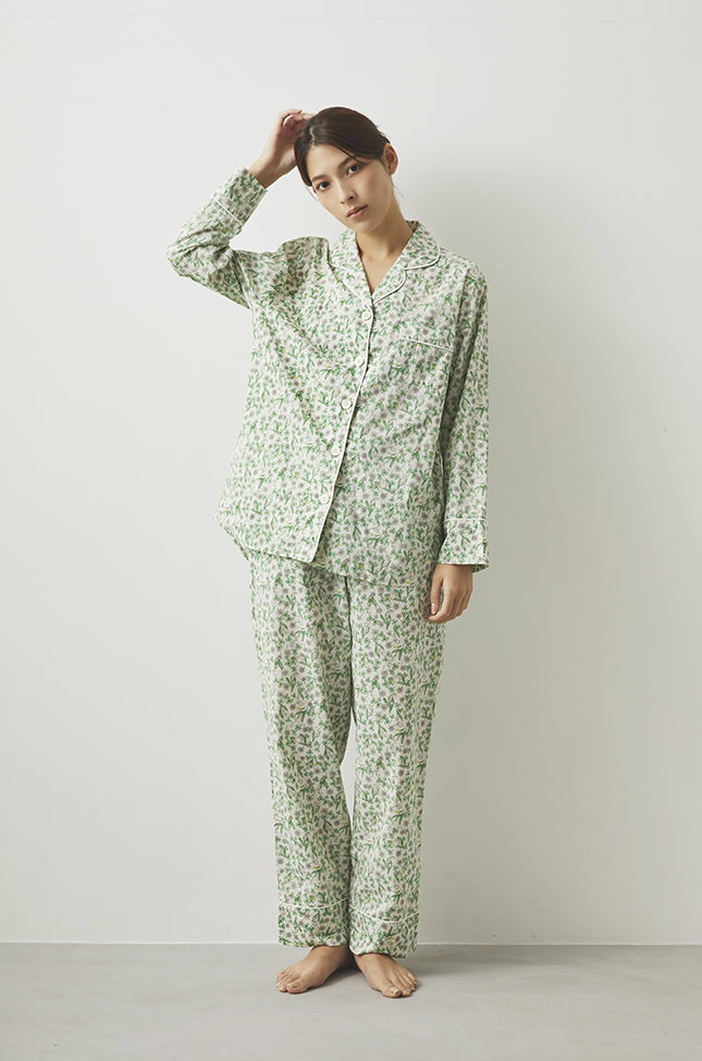 ommo パジャマ レディース スムースストライプオーガニックコットンパジャマ